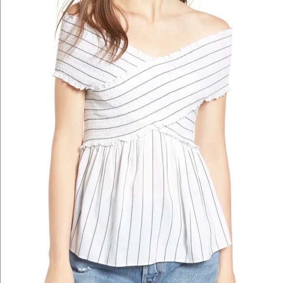 Nordstrom SOPRANO Stripe Off the Shoulder Top - Picture 1 of 10